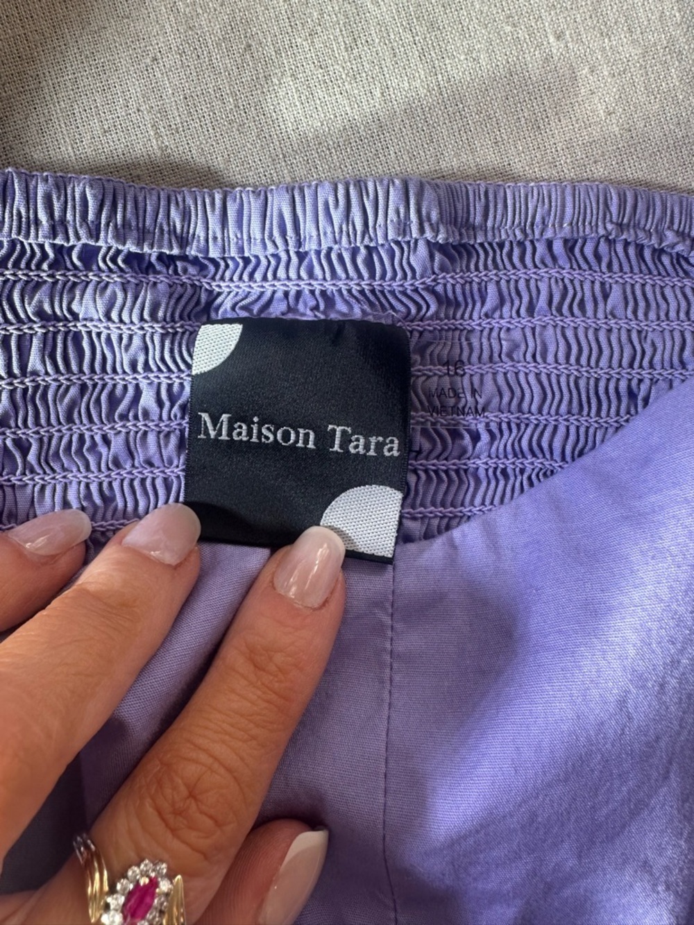 Maison Tara Lilac Puff-Sleeve A-Line Dress - Women’s size 16 summer vacation - Picture 6 of 9